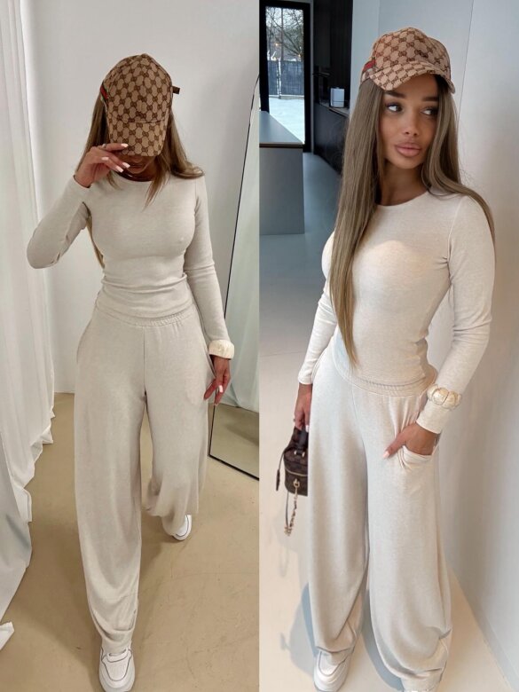 Komplet 2w1 Lucente II z wiskozą ecru 