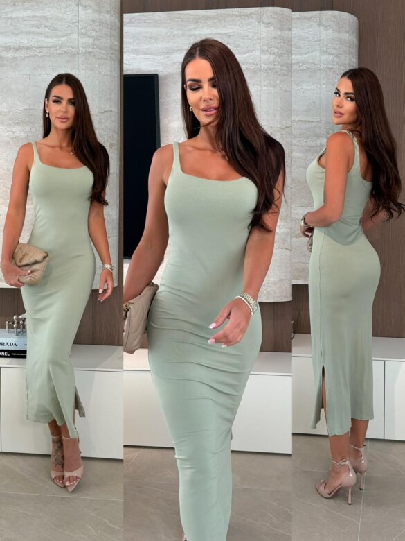 Sukienka Leonora maxi z wiskozą matcha 