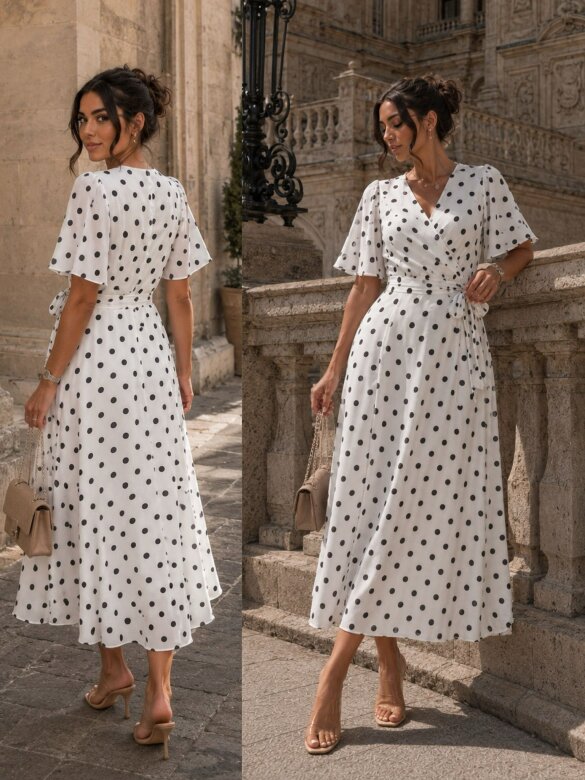 Sukienka Daisy Dots biało-granatowa 
