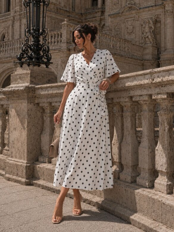 Sukienka Daisy Dots biało-granatowa 