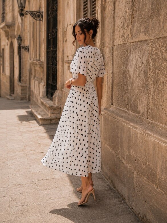 Sukienka Daisy Dots biało-granatowa 