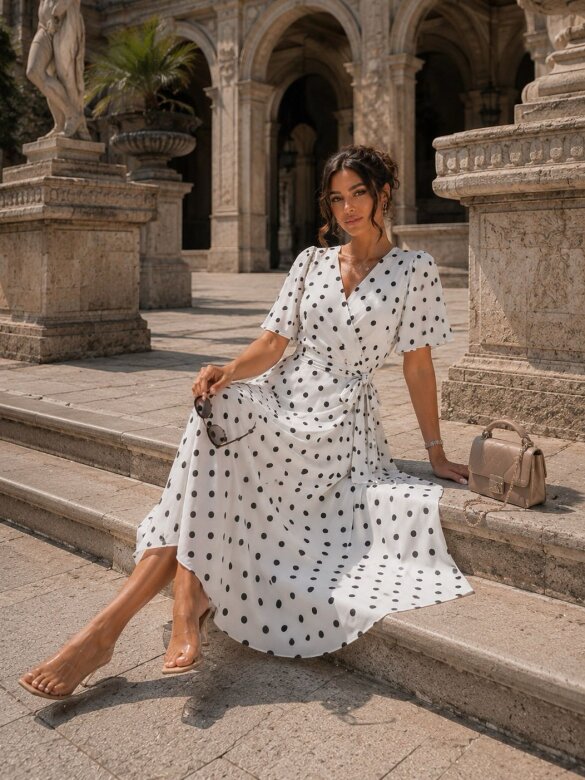 Sukienka Daisy Dots biało-granatowa 