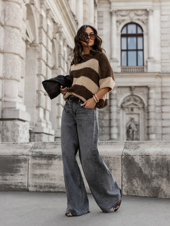 Sweter Gini brązowo-beżowy