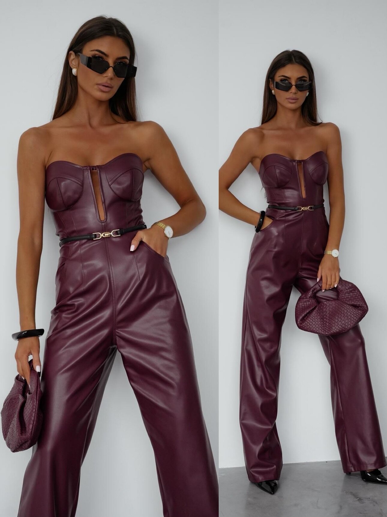 Kombinezon Nicola eko skóra bordowy 