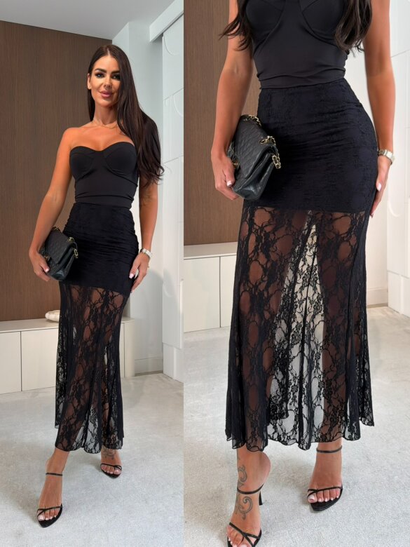 Spódnica Bellisa maxi koronkowa czarna