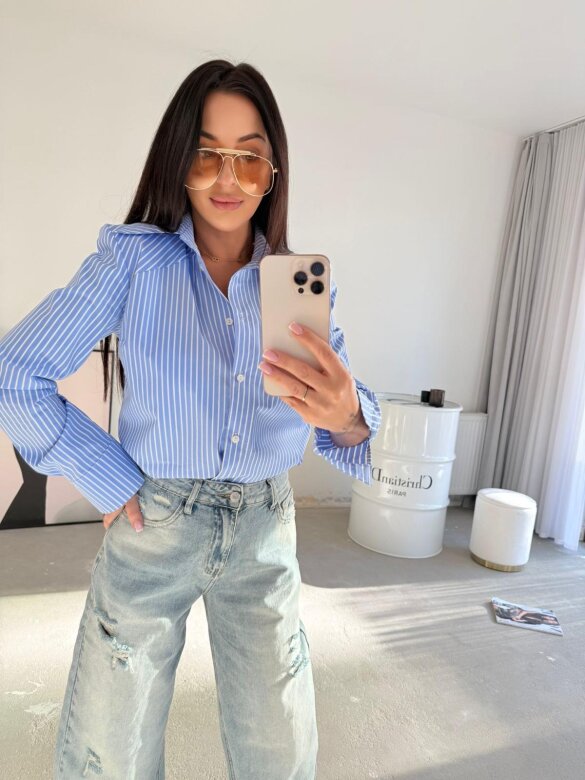 Koszula Hermosa z topem w paski niebieska