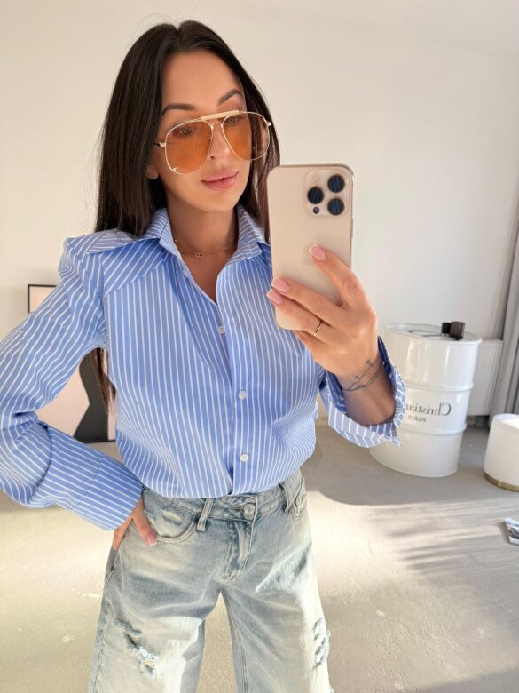 Koszula Hermosa z topem w paski niebieska