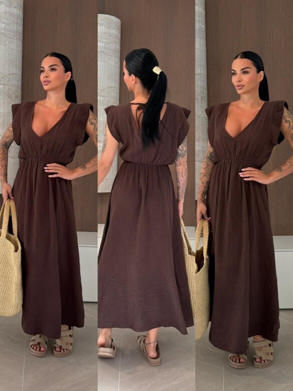 Sukienka Cindy maxi bawełniana czekoladowa 