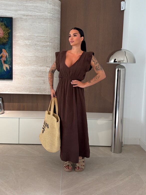 Sukienka Cindy maxi bawełniana czekoladowa 