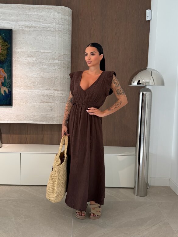 Sukienka Cindy maxi bawełniana czekoladowa 