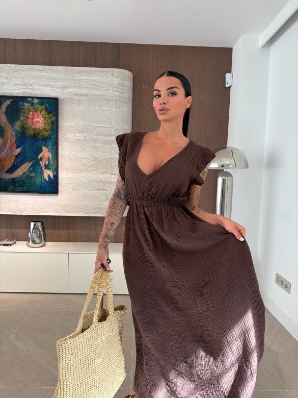 Sukienka Cindy maxi bawełniana czekoladowa 