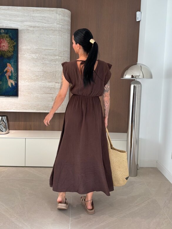 Sukienka Cindy maxi bawełniana czekoladowa 