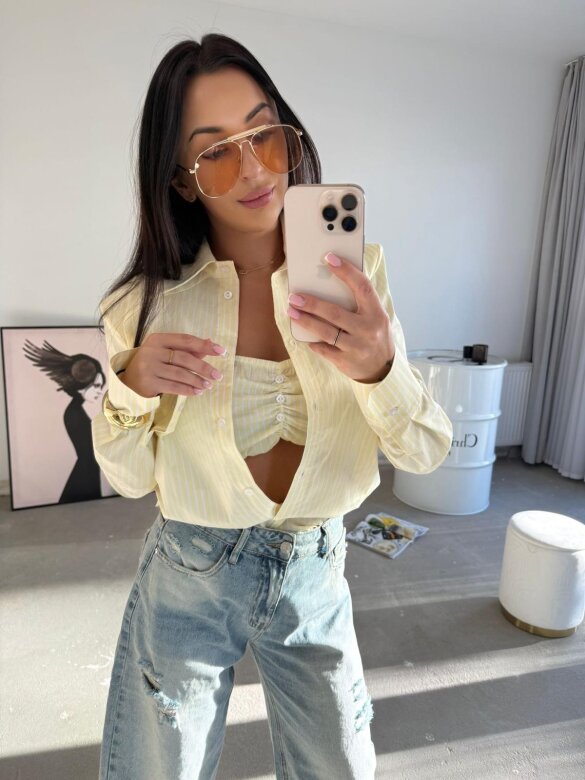 Koszula Hermosa z topem w paski butter yellow