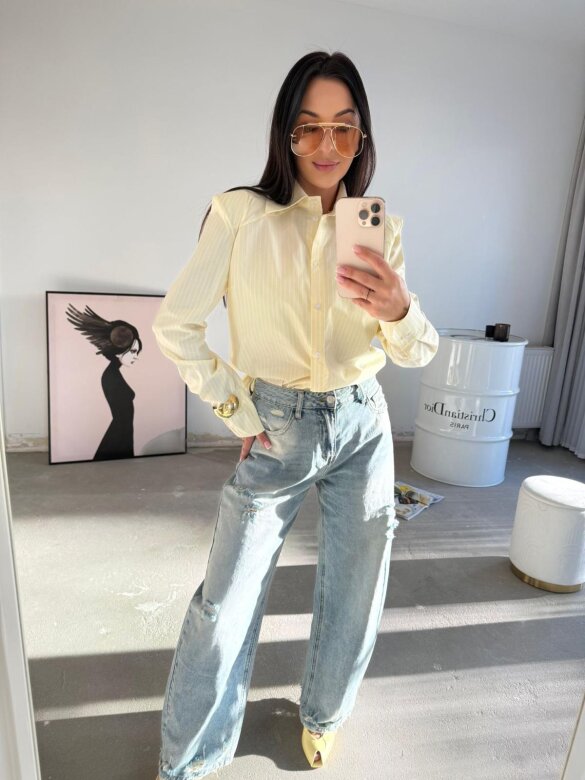Koszula Hermosa z topem w paski butter yellow