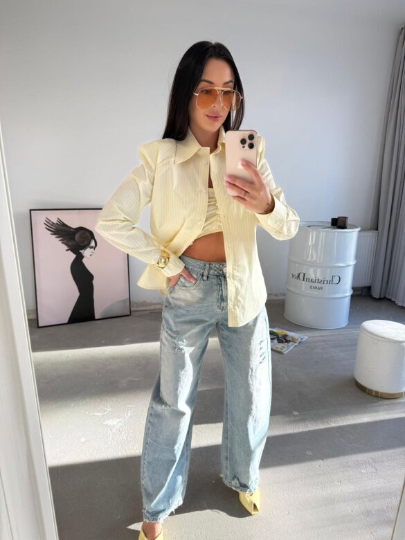 Koszula Hermosa z topem w paski butter yellow