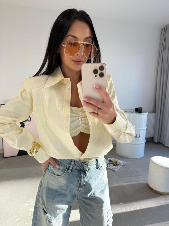 Koszula Hermosa z topem w paski butter yellow