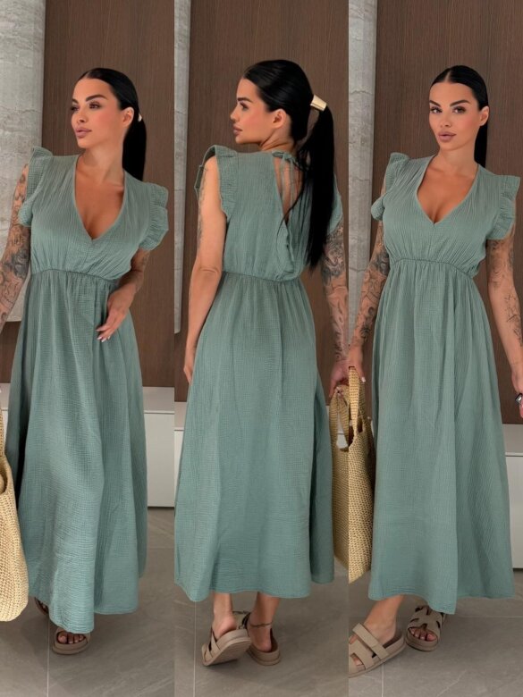 Sukienka Cindy maxi bawełniana matcha 