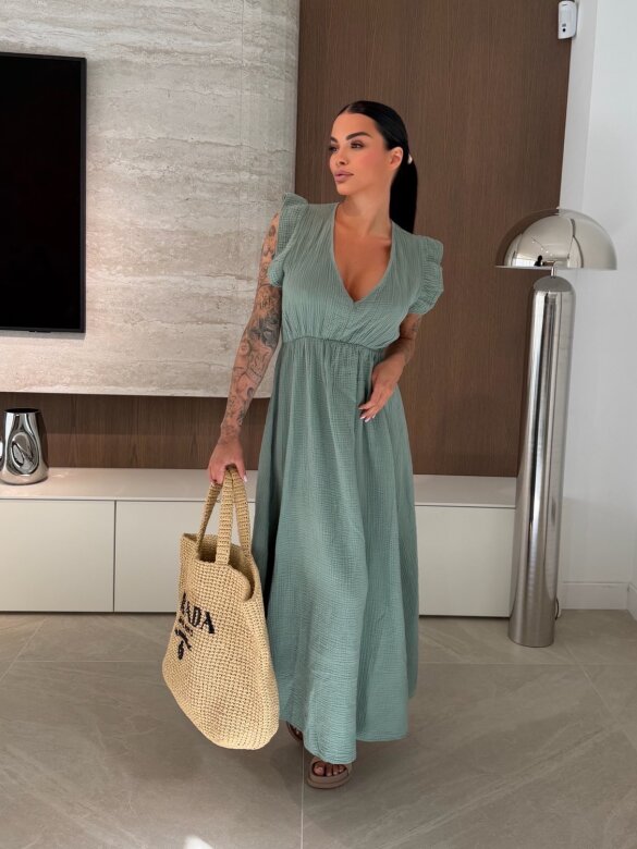 Sukienka Cindy maxi bawełniana matcha 
