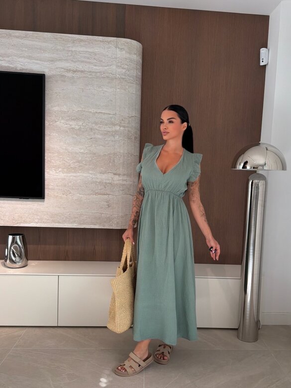 Sukienka Cindy maxi bawełniana matcha 