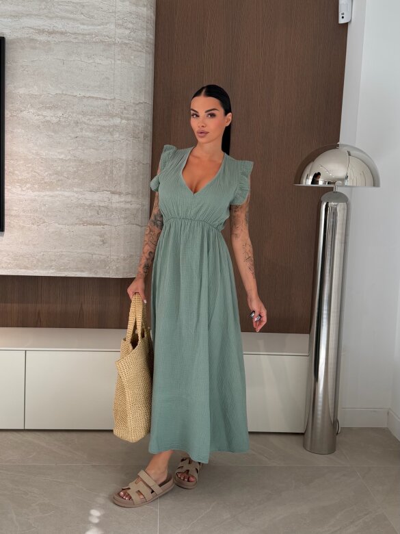 Sukienka Cindy maxi bawełniana matcha 