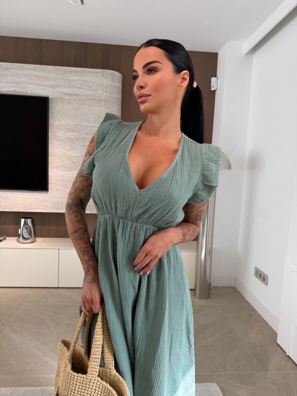 Sukienka Cindy maxi bawełniana matcha 