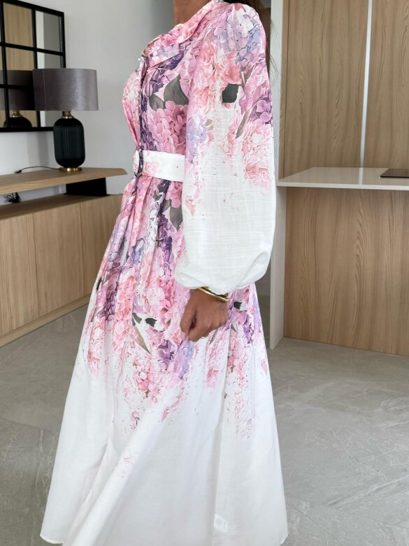 Sukienka Crespa maxi w kwiaty biała-lilac