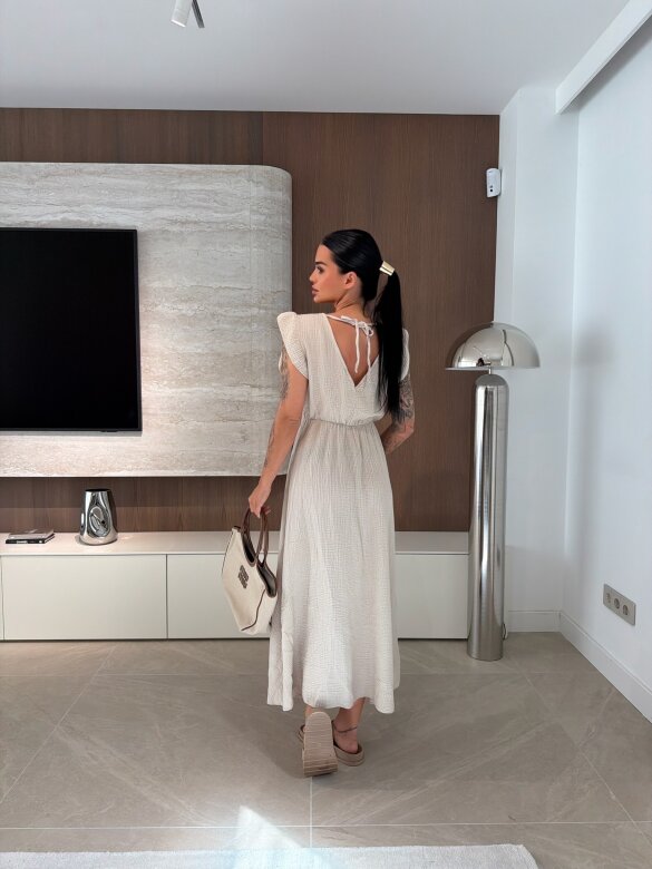 Sukienka Cindy maxi bawełniana jasnobeżowa 