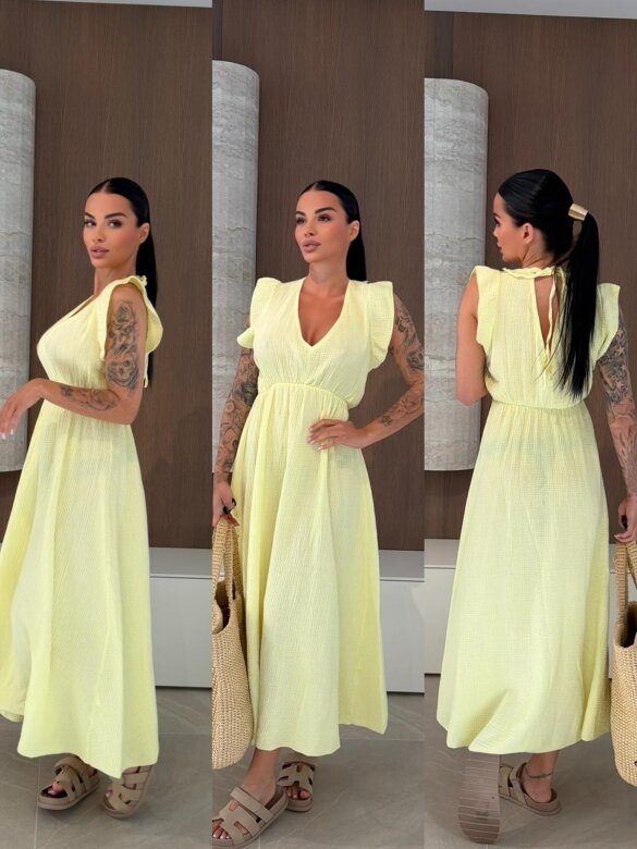 Sukienka Cindy maxi bawełniana butter yellow
