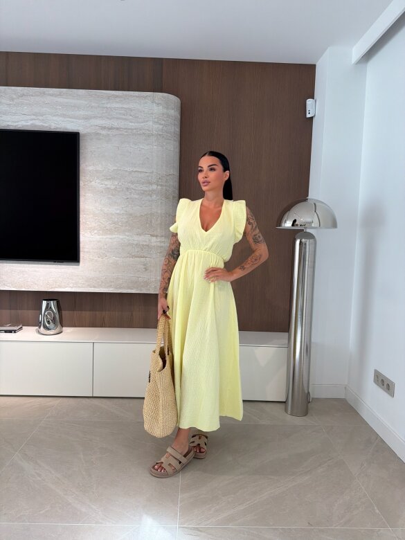 Sukienka Cindy maxi bawełniana butter yellow