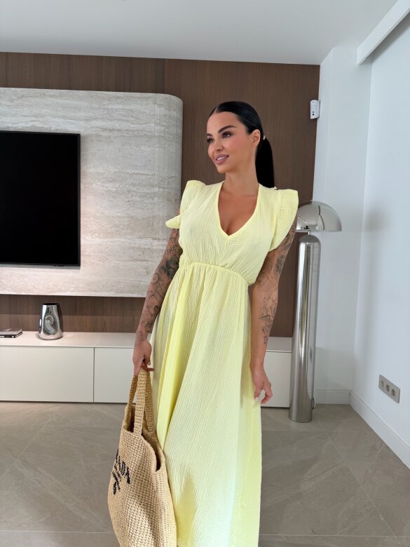 Sukienka Cindy maxi bawełniana butter yellow
