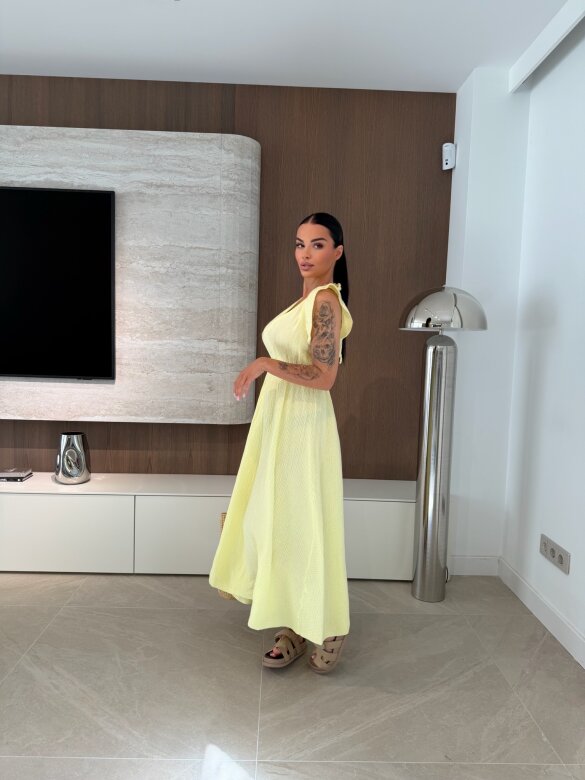 Sukienka Cindy maxi bawełniana butter yellow