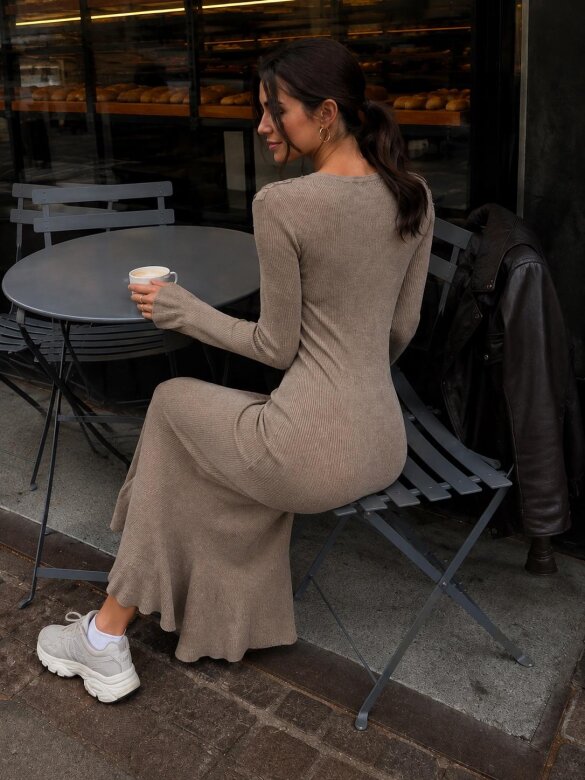 Dress Silosse with viscose and cashmere beige