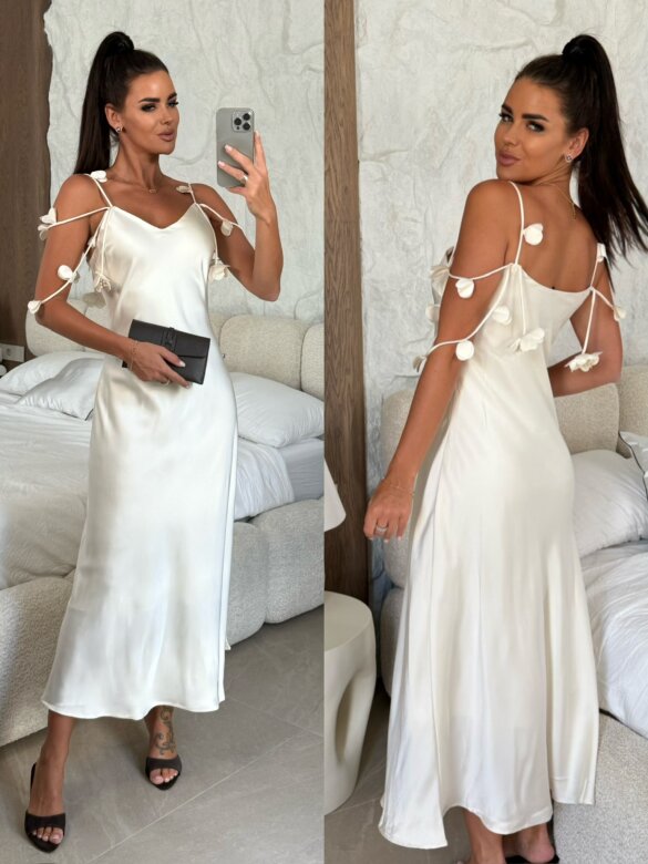 Sukienka Ivae satynowa śmietankowa