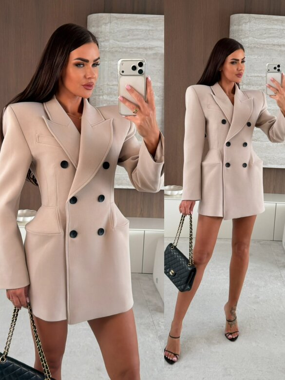 Marynarka Aviosa long jasnobeżowa 