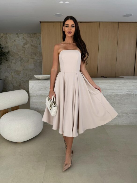Sukienka Tisdale midi elegant jasnobeżowa 