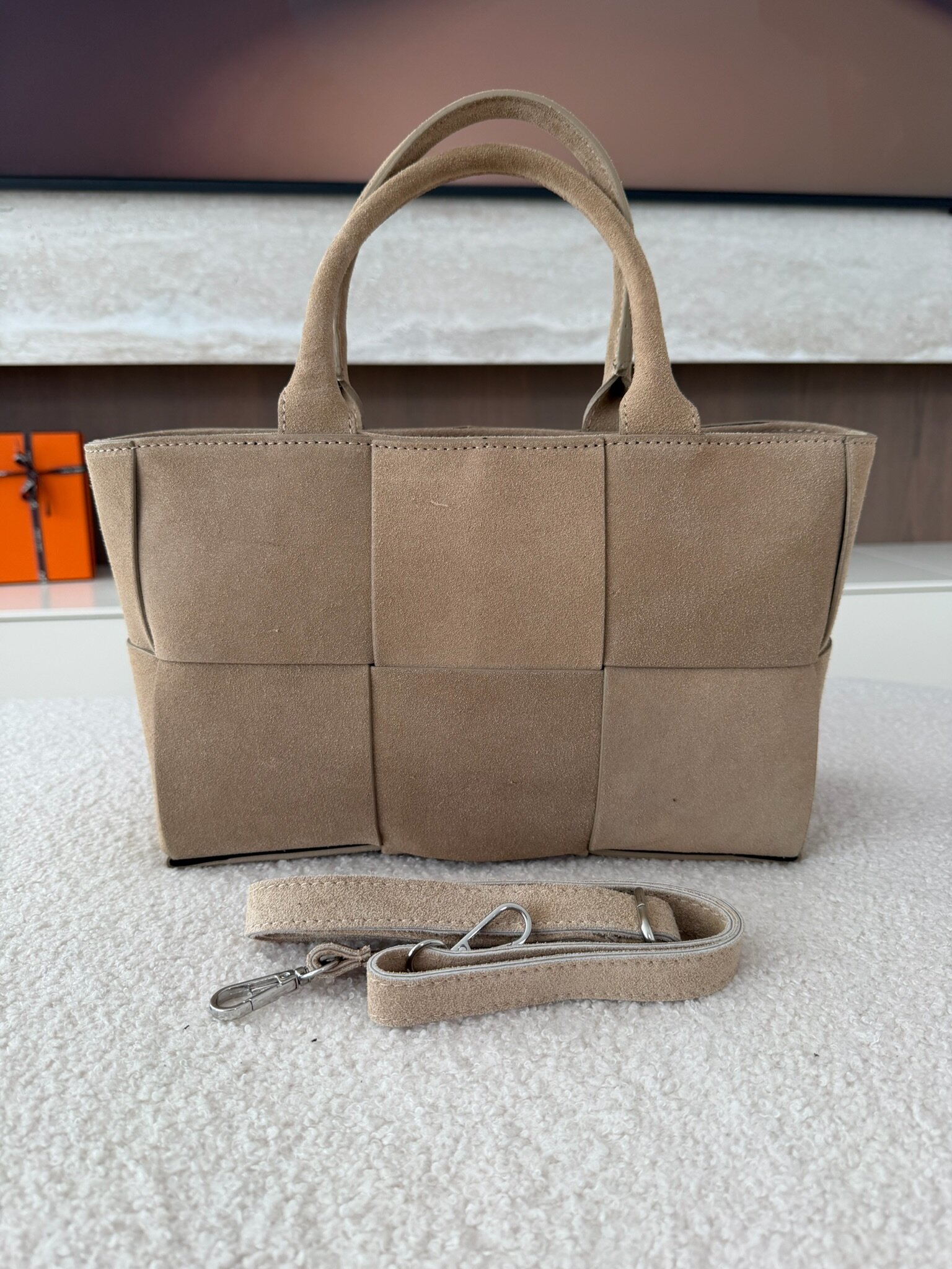 Torebka Checker jasnobeżowa 