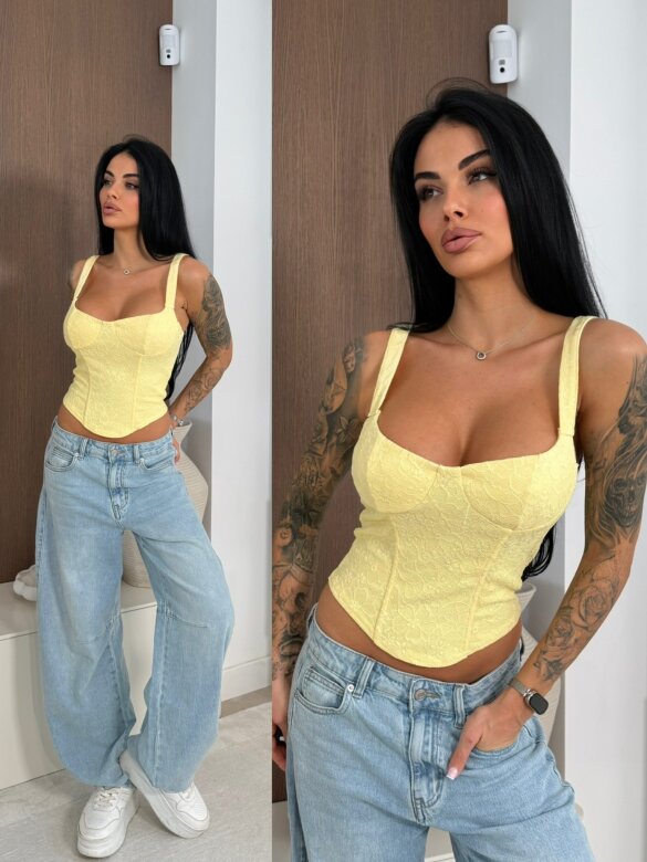 Gorset Melilla koronkowy żółty