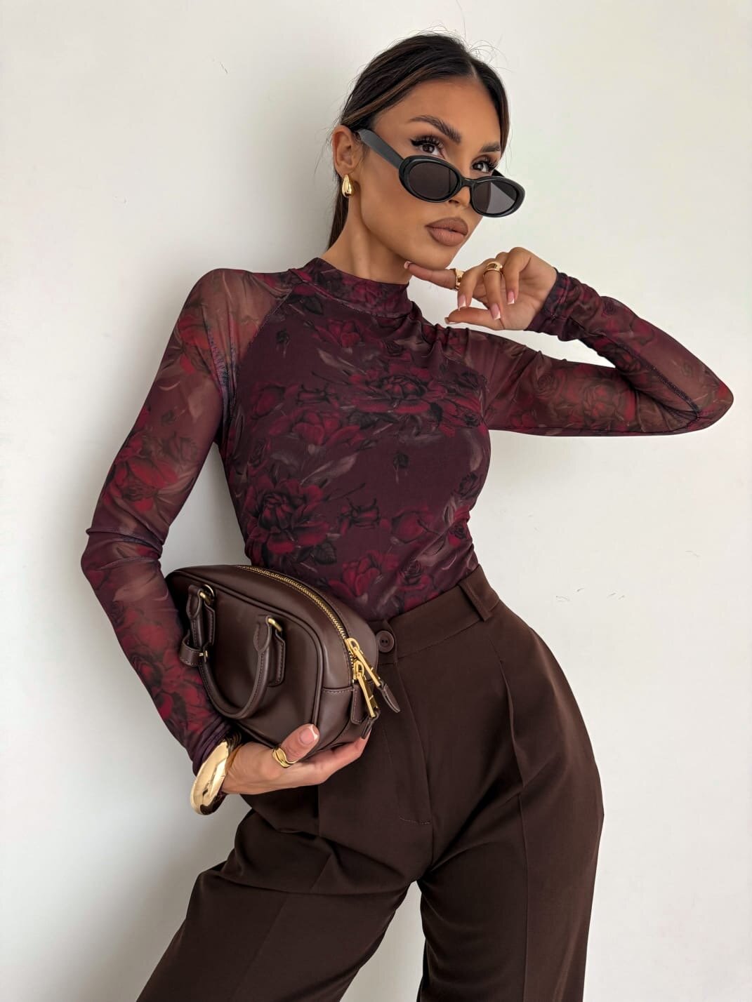 Bluzka Giuliana z siateczką bordowo-czerwona