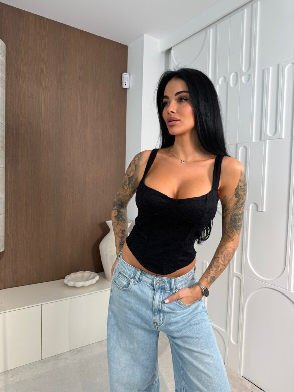 Gorset Melilla koronkowy czarny