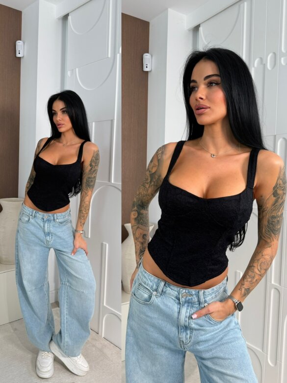 Gorset Melilla koronkowy czarny