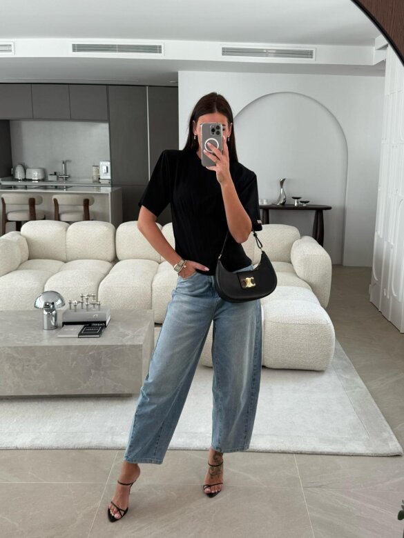 T-shirt Lumelle taliowany czarny 