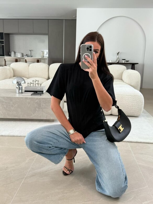 T-shirt Lumelle taliowany czarny 