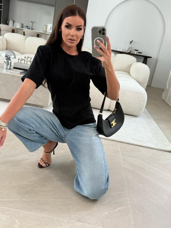 T-shirt Lumelle taliowany czarny 