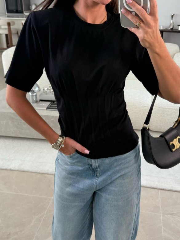 T-shirt Lumelle taliowany czarny 