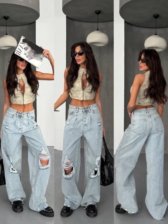 Spodnie Galino jeans jasnoniebieskie 