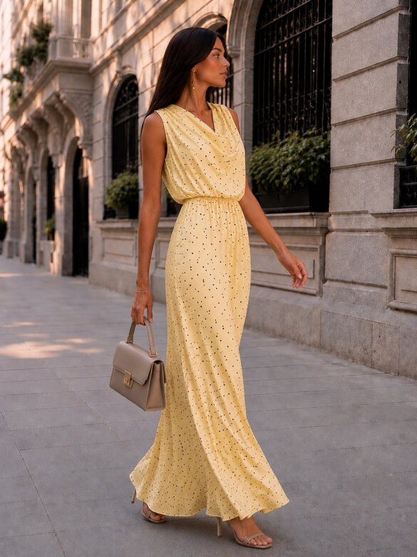 Dress Paris yellow-chocolate