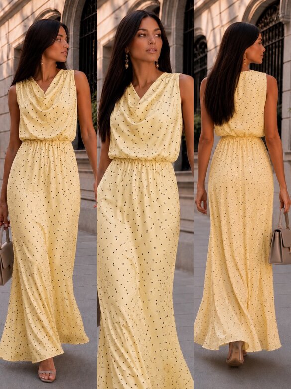 Dress Paris yellow-chocolate