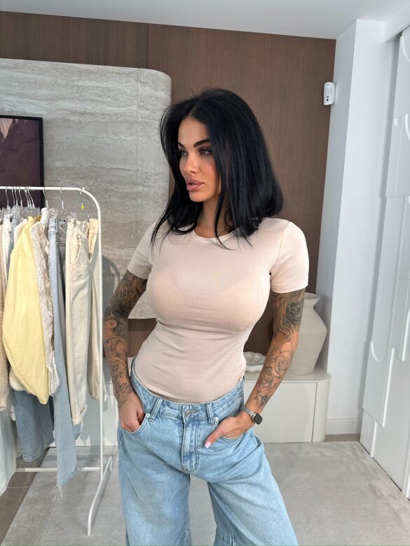 Bluzka Liguria taliowana jasnobeżowa