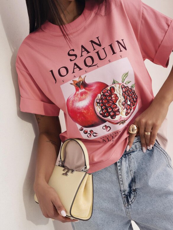 T-shirt California pudrowy