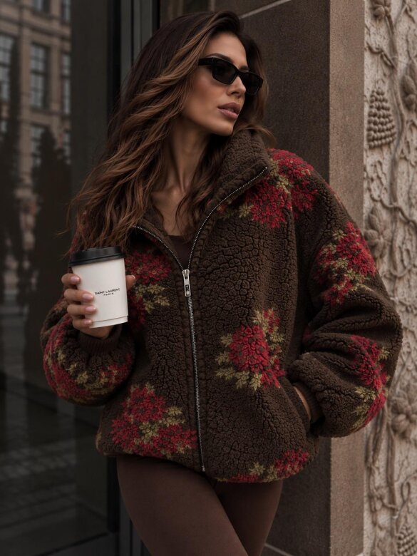 Jacket Teddie chocolate-green